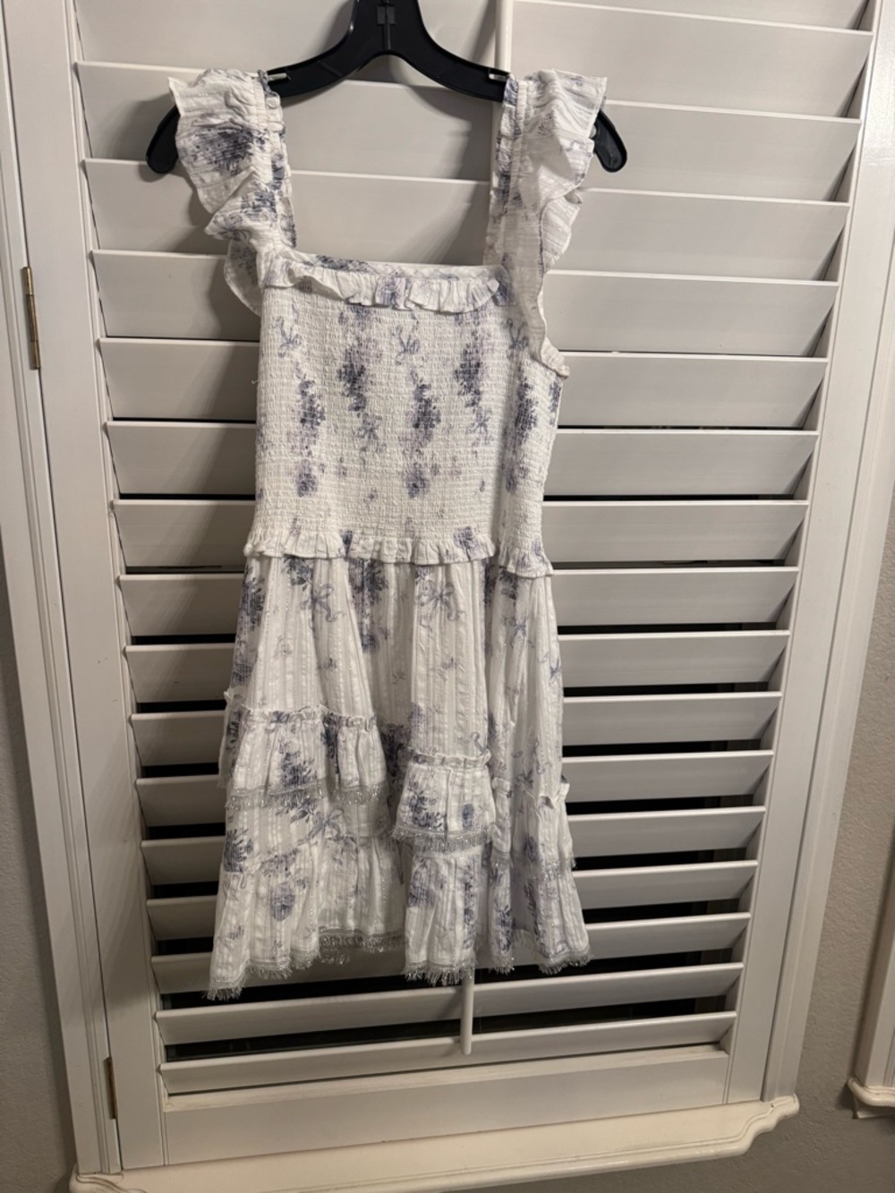 LoveShackFancy White Dress with Lavender Floral Print